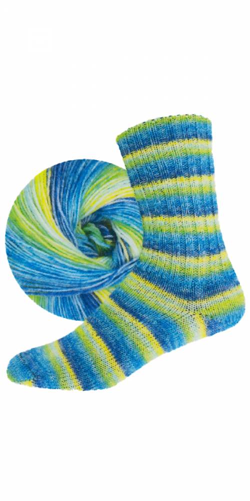 Laines du Nord Infinity Sock, 13 Green-Yellow-Orange-Pink