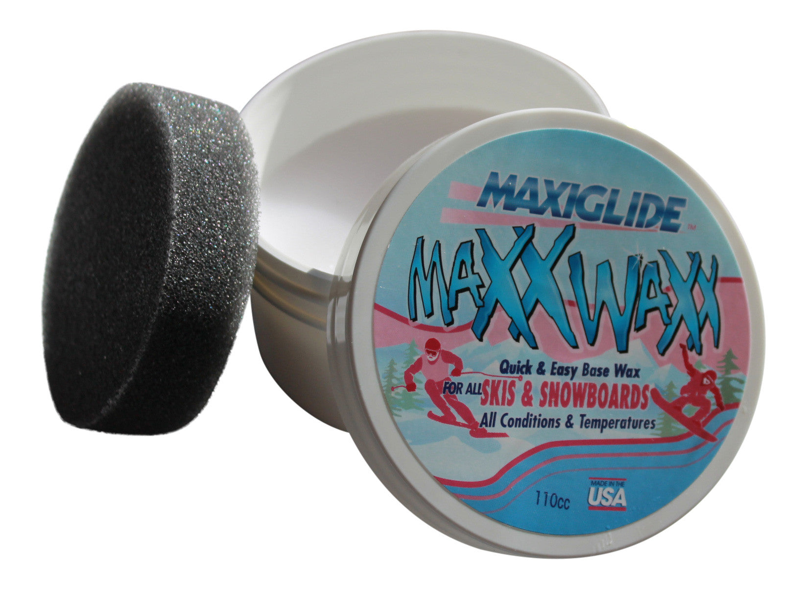 Maxiglide Maxx Waxx Ski Wax for all skis and snowboards 110 cc tin