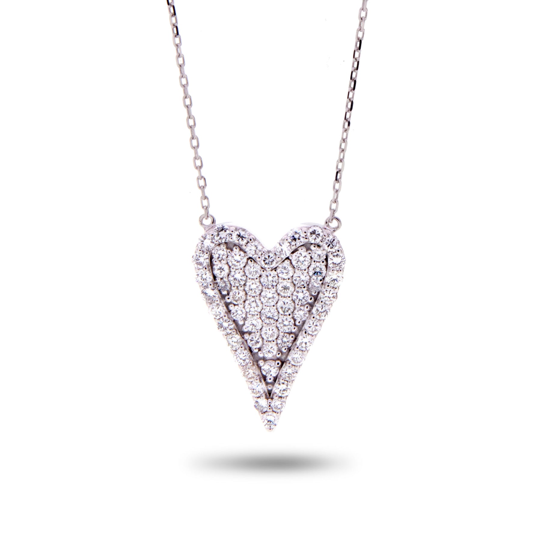 Round cut diamond set heart pendant in 18ct white gold - PDP040W | Purely  Diamonds
