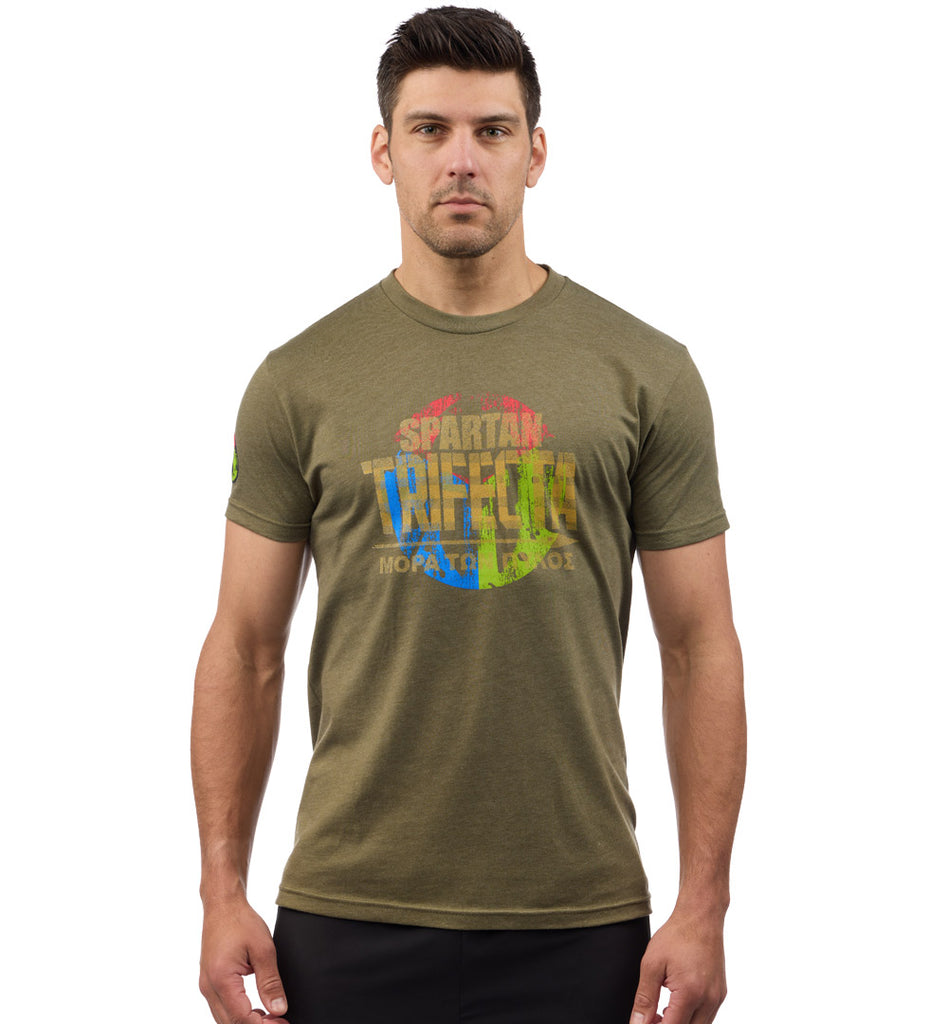 Spartan Trifecta Tee: Men's: Trifecta Battle T-shirt: Spartan Race: Olive
