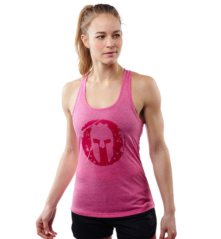 Spartan By Craft Helmet Logo Tri Blend Tank Top Women S Fame Heather Racerback