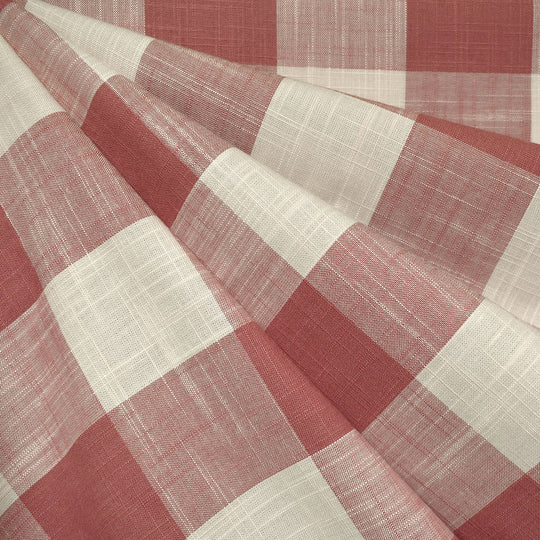 Buffalo Check Slub Texture Cotton Shirting Rose/Vanilla Image 1