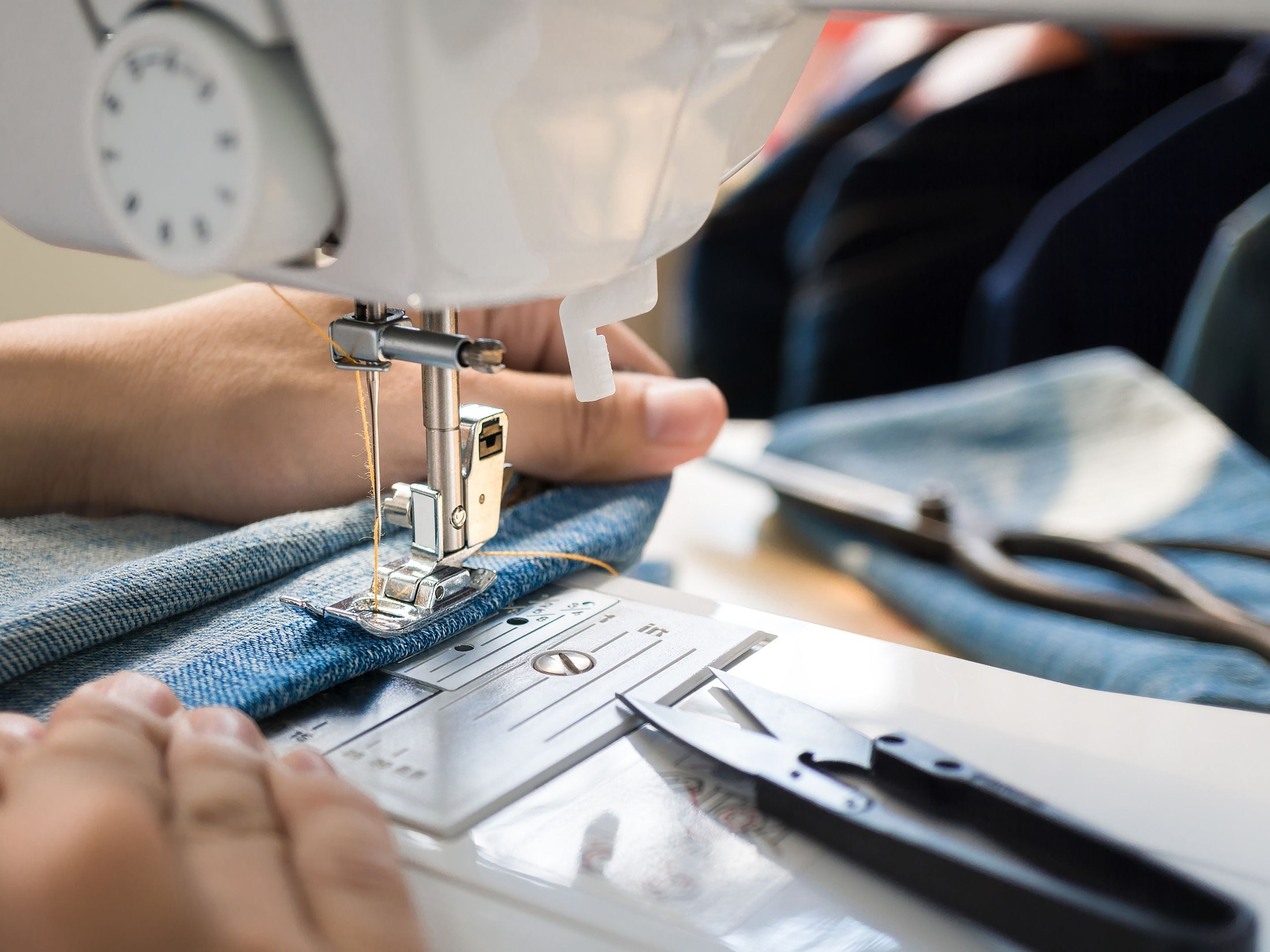 Stitching Hem on Denim Jeans