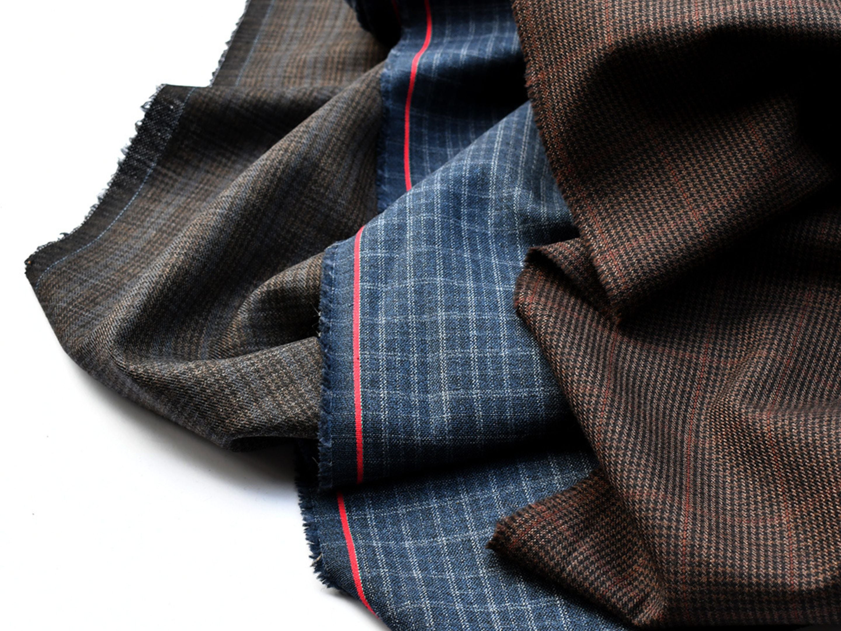 Wool suiting fabrics draped together