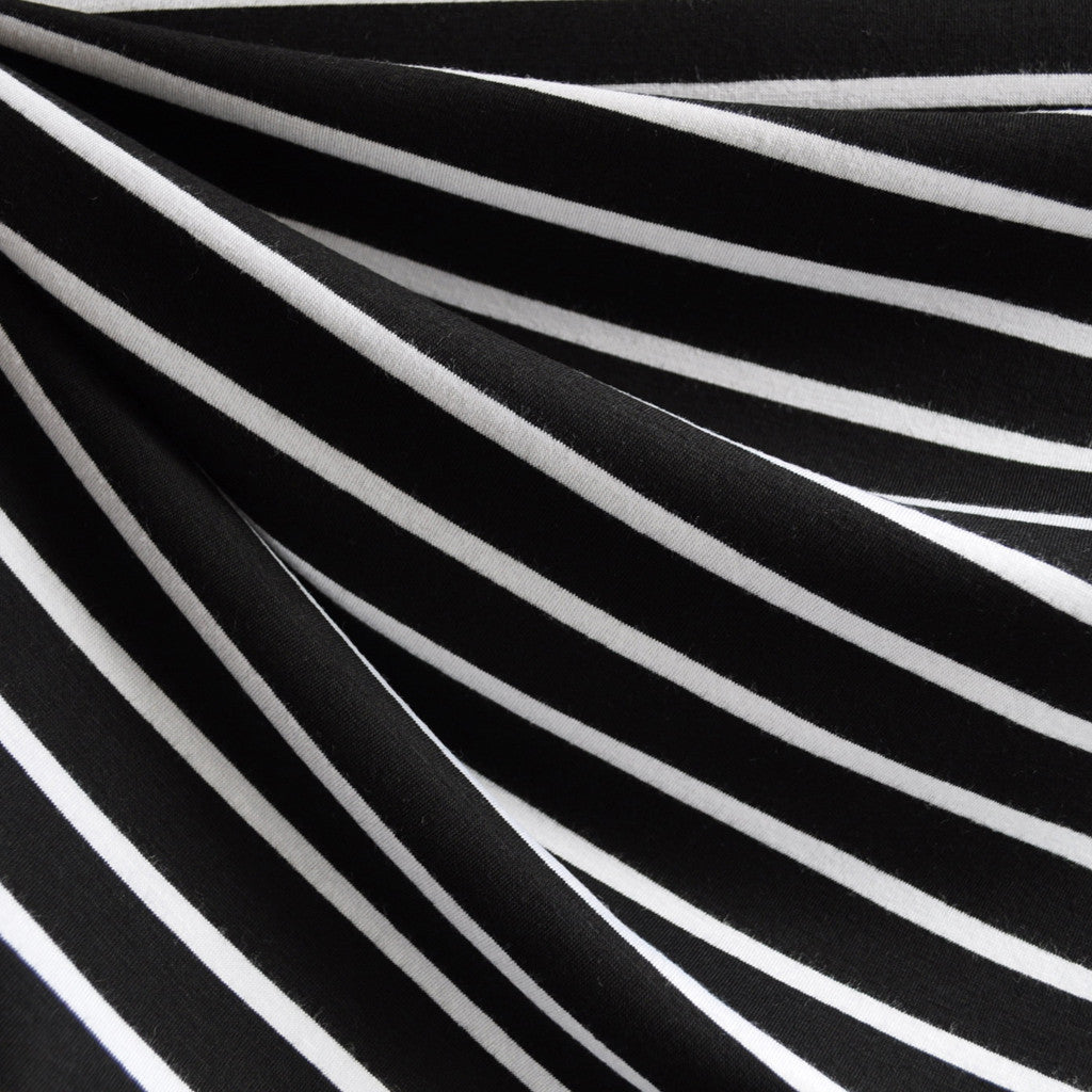 black and white striped jersey fabric