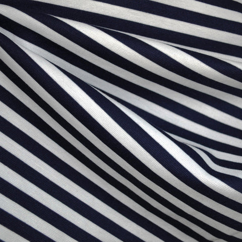 French Terry Ponte Stripe Charcoal/White | Style Maker Fabrics