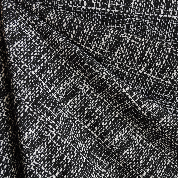 Tweed Textured Double Knit Black/White | Style Maker Fabrics