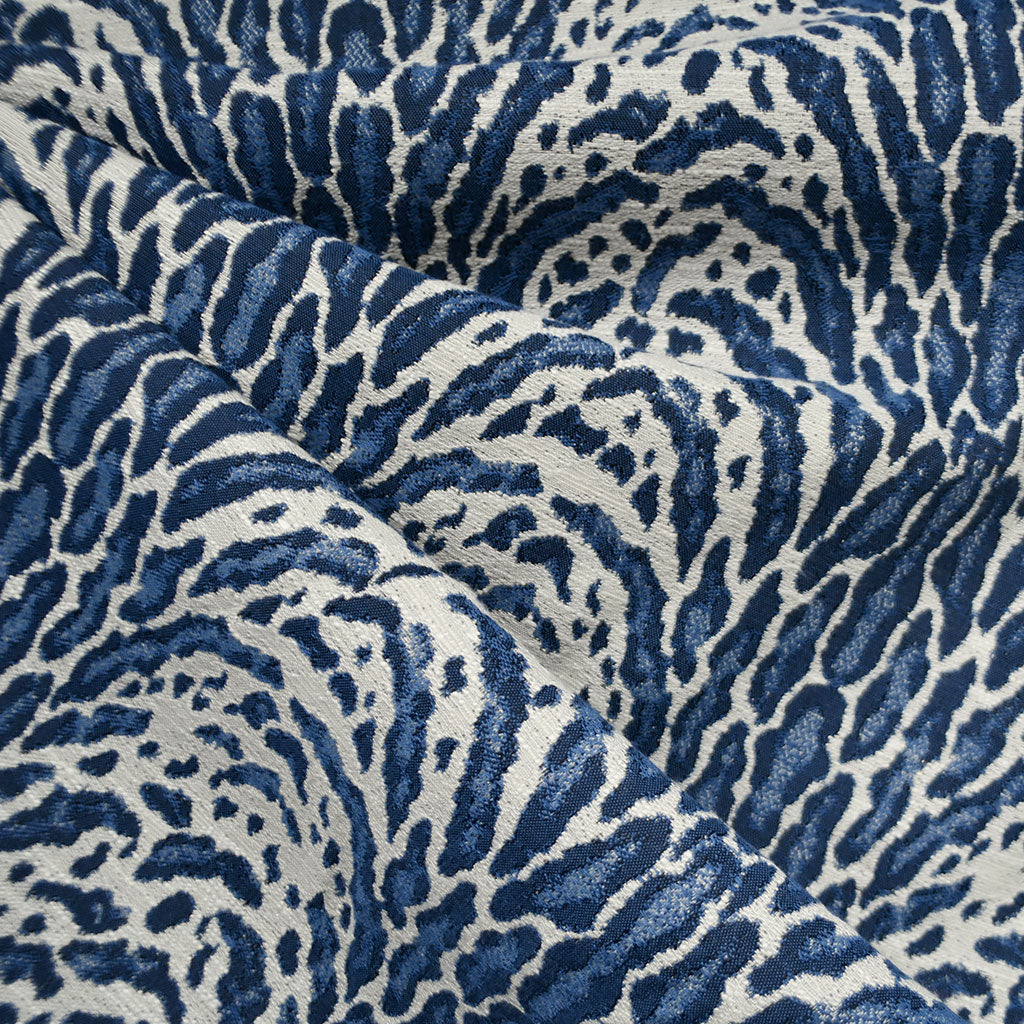 Animal Print Jacquard Suiting Blue Cream Style Maker Fabrics