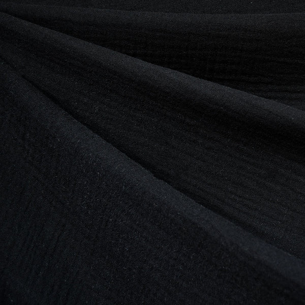 Cotton Double Gauze Solid Black | Style Maker Fabrics