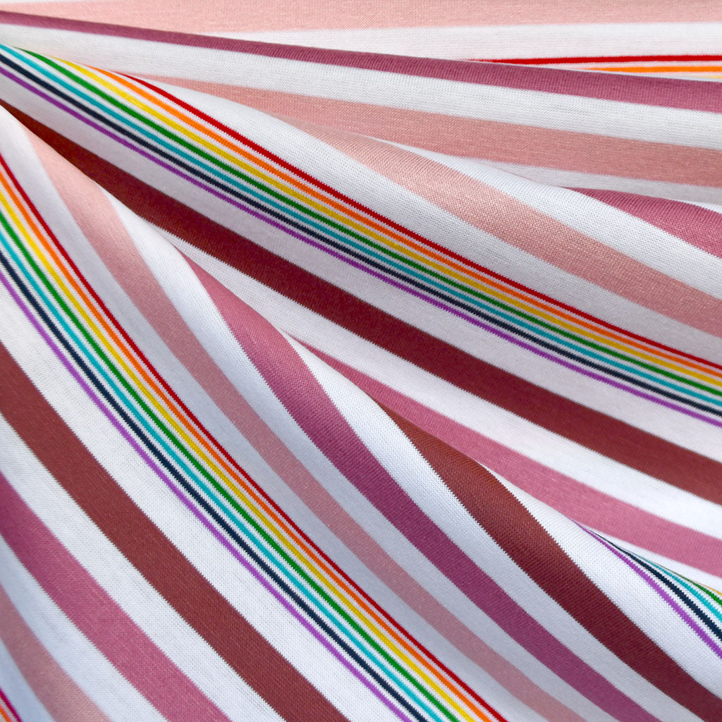 rainbow stripe jersey fabric