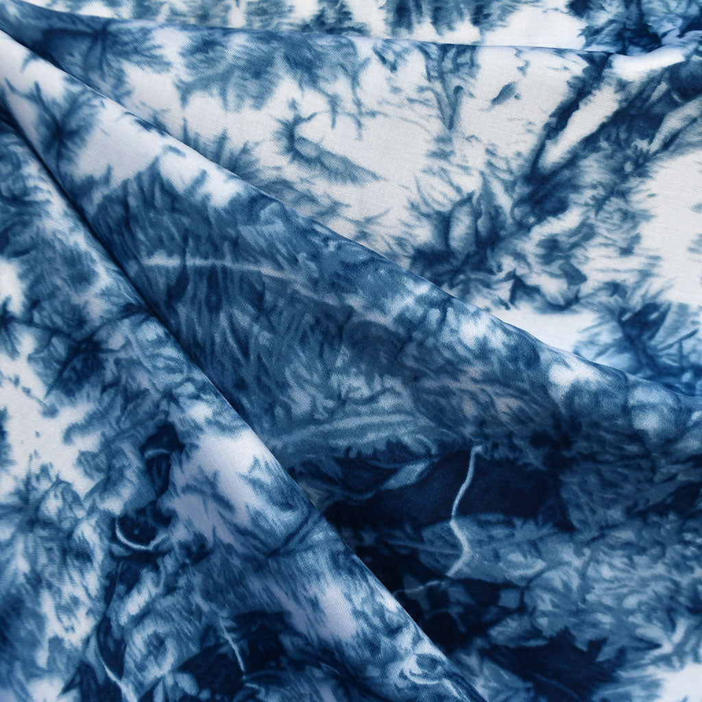 Shibori Hand Dyed Rayon Challis Blue | Style Maker Fabrics