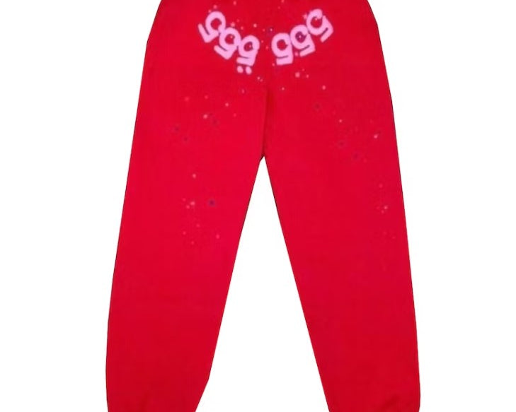 2022 Red Sp5der 555555 Pants Men Women 1:1 High Quality Angel Number Puff  Print Sp5der Sweatpants Joggers Terry Pants 
