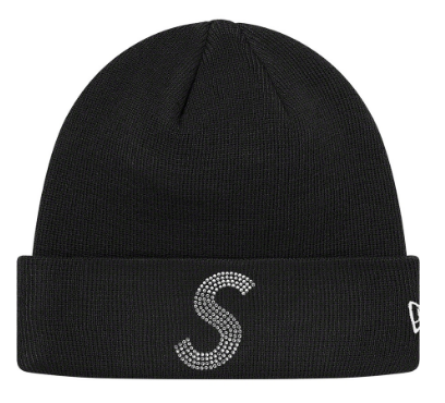 Supreme New Era® Swarovski® S Logo Beanie Black – Outlined