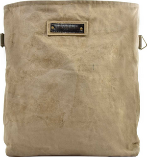 Leather and Recycled Military Tent Messenger Bag