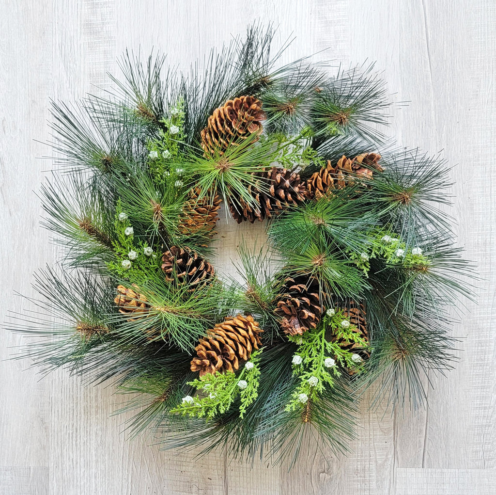 12 Long Needle Pine Half Sphere With Cones! Perfect For Christmas! -  European Splendor®