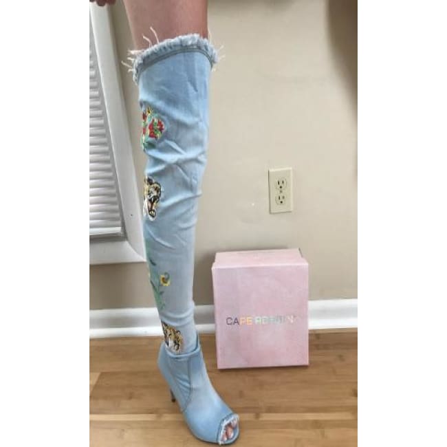 over the knee embroidered boots