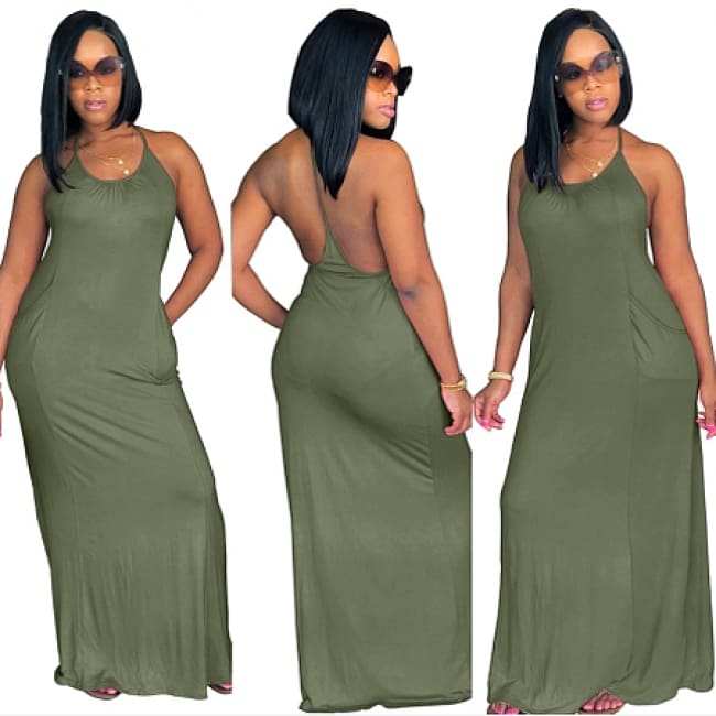 backless casual maxi dress