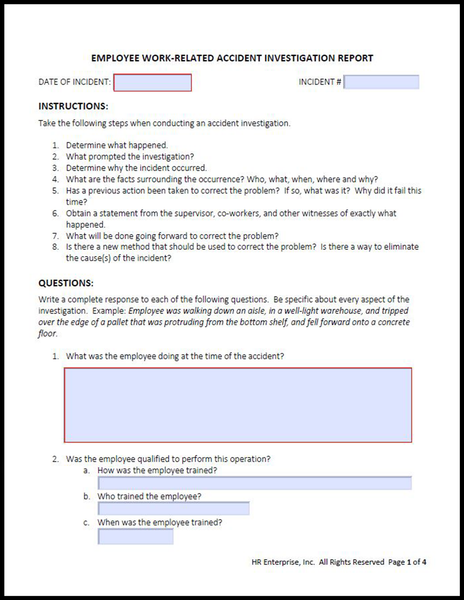 Accident Investigation Form – HR Enterprise