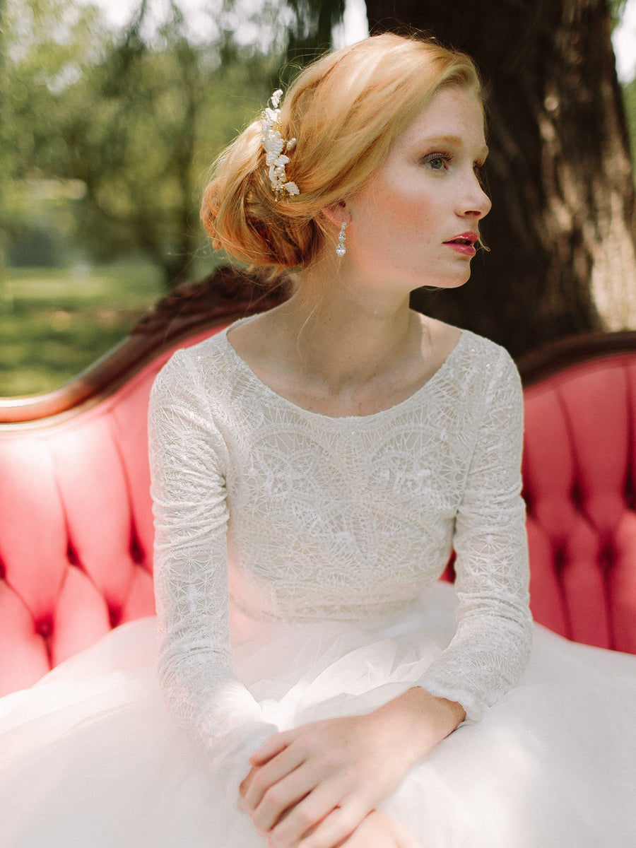 long sleeve lace wedding top