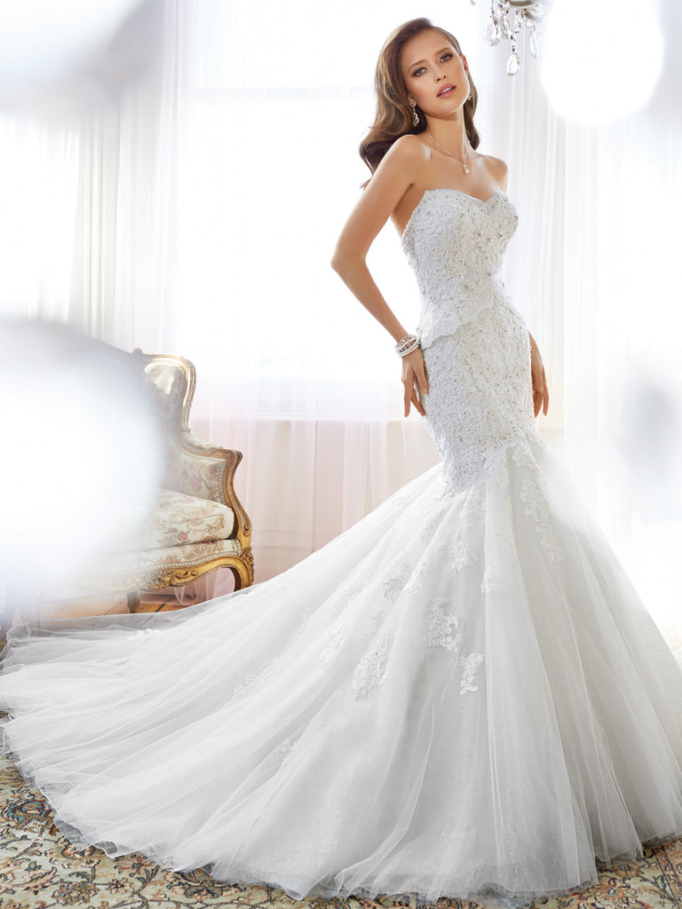 strapless mermaid wedding dresses with diamonds