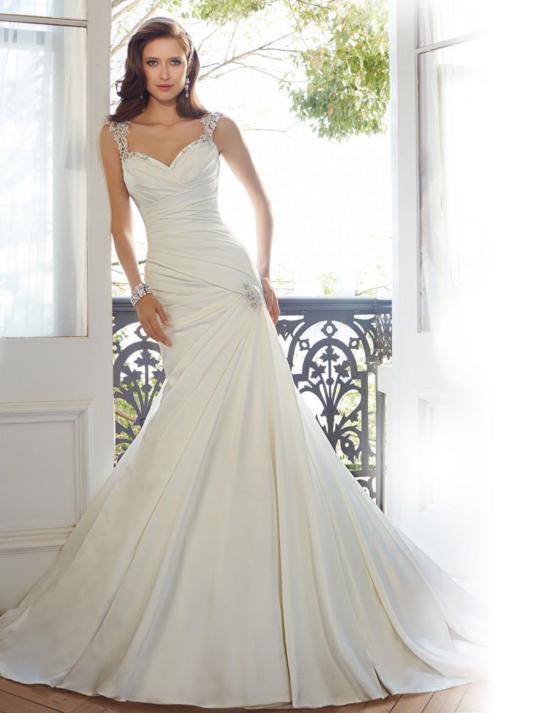 cap sleeve fit and flare wedding dress