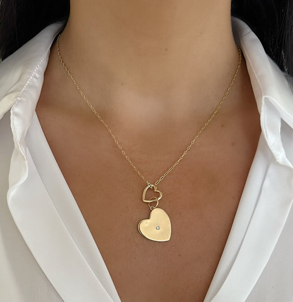 14k Gold & Diamond Heart Charm Connector – Sabrina Design