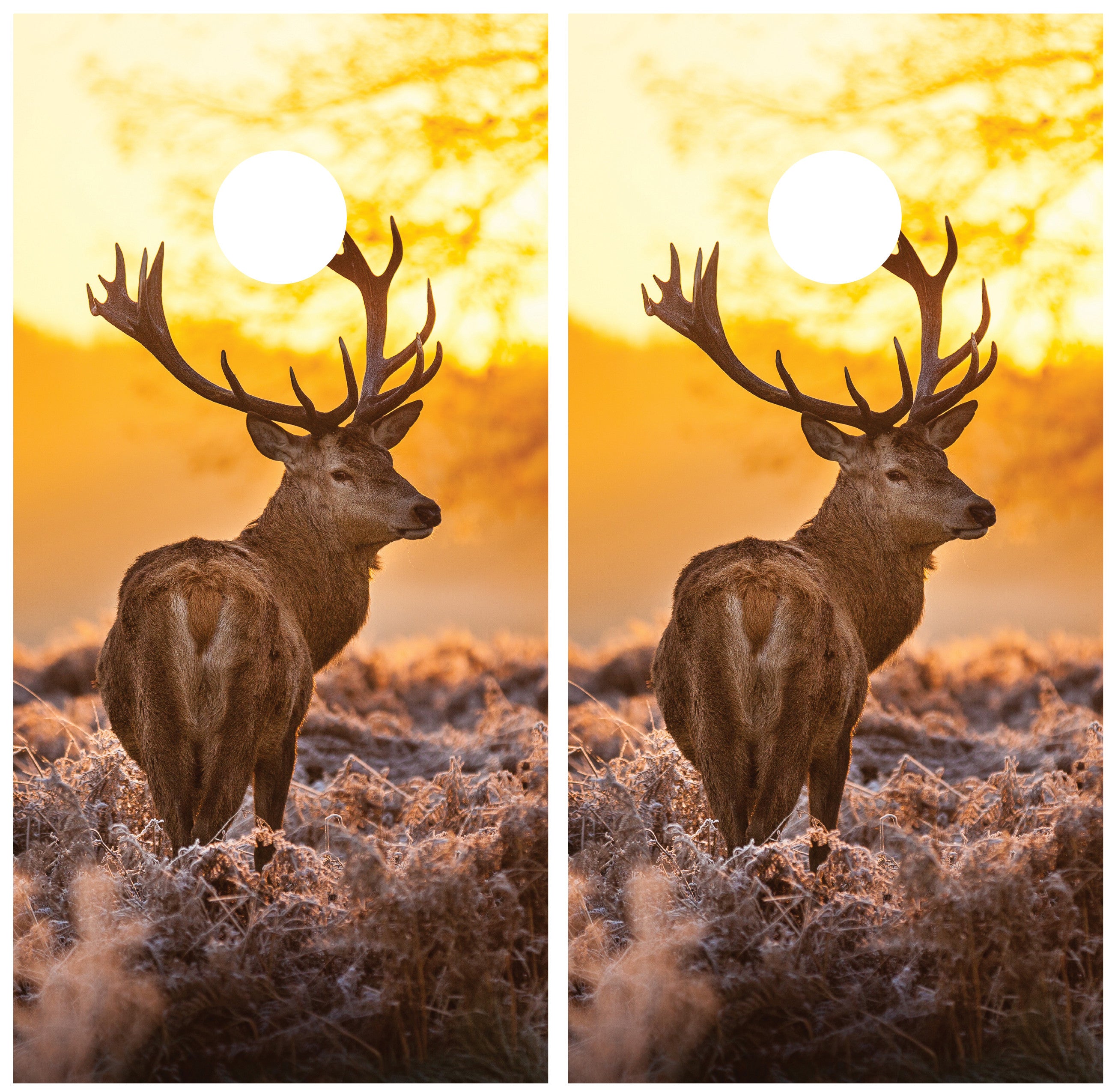 Buck Elk Sunset Cornhole Wraps | Miller Graphics