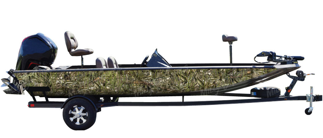 "Bass" Fish Camo Boat Wrap Kit | Miller Graphics