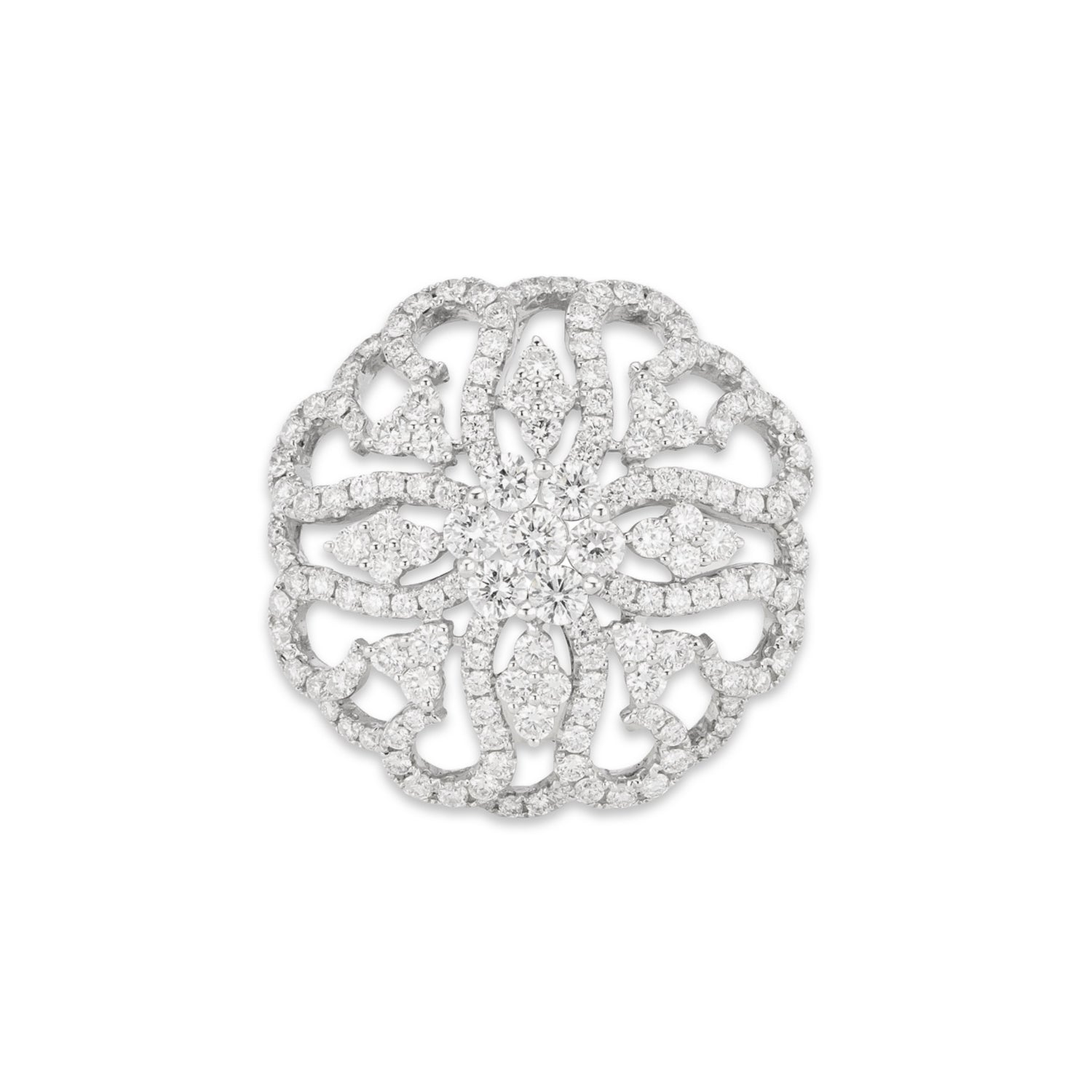 18k White Gold Diamond Flower Ring