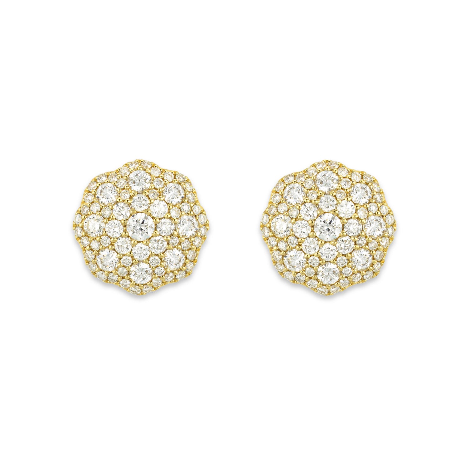 18k Yellow Gold Cluster Diamond Studs