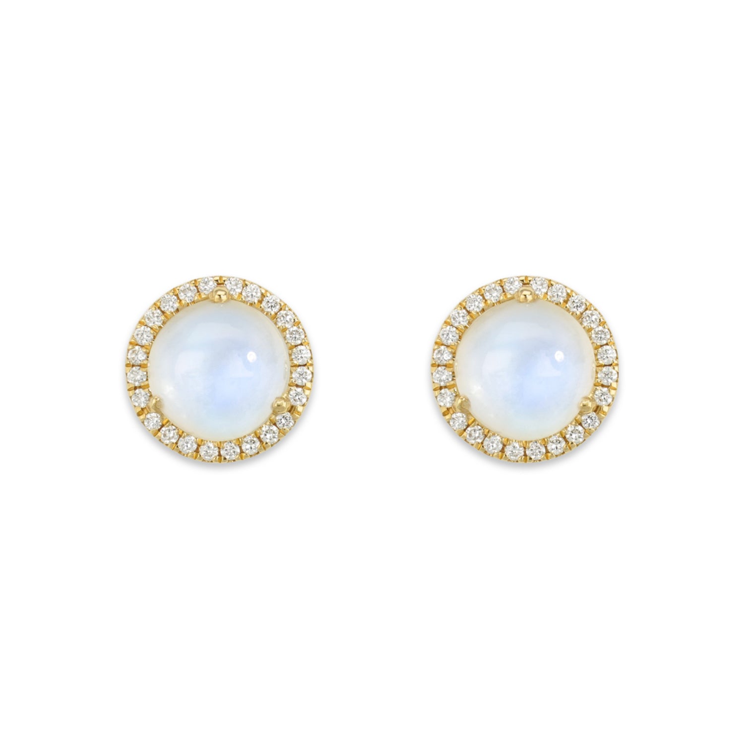 14k Yellow Gold Diamond and Moonstone Earrings