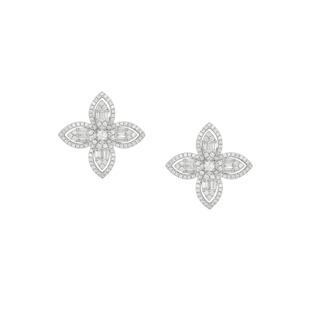 Louis Vuitton Flower Dangle Earrings 18K White Gold with Diamonds