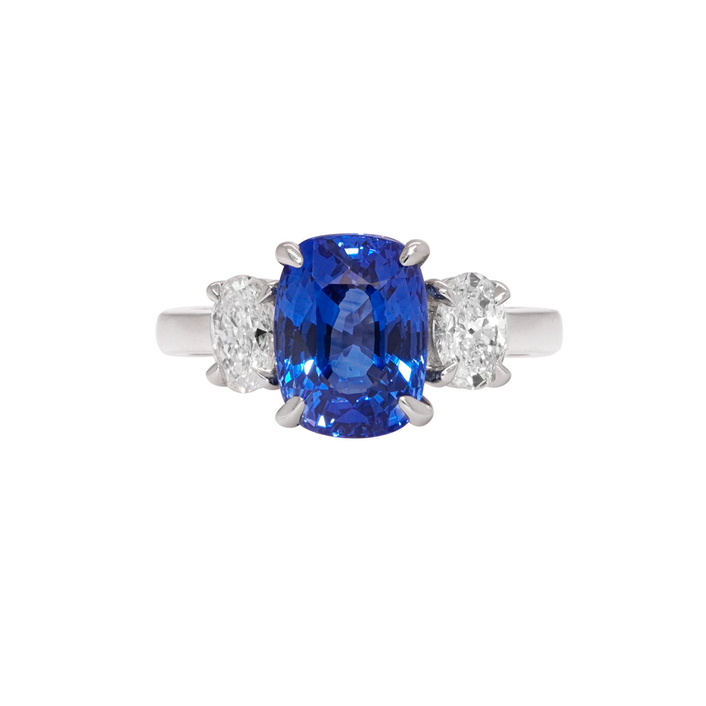 Estate Platinum Diamond and Sapphire Two Row Ring – Laura Pearce Ltd.