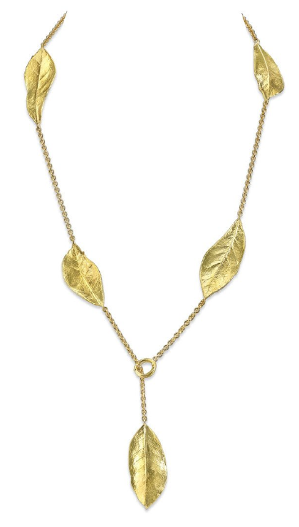 Aaron Henry 18k Five Southern Oak Leaf Necklace-Lariat Style