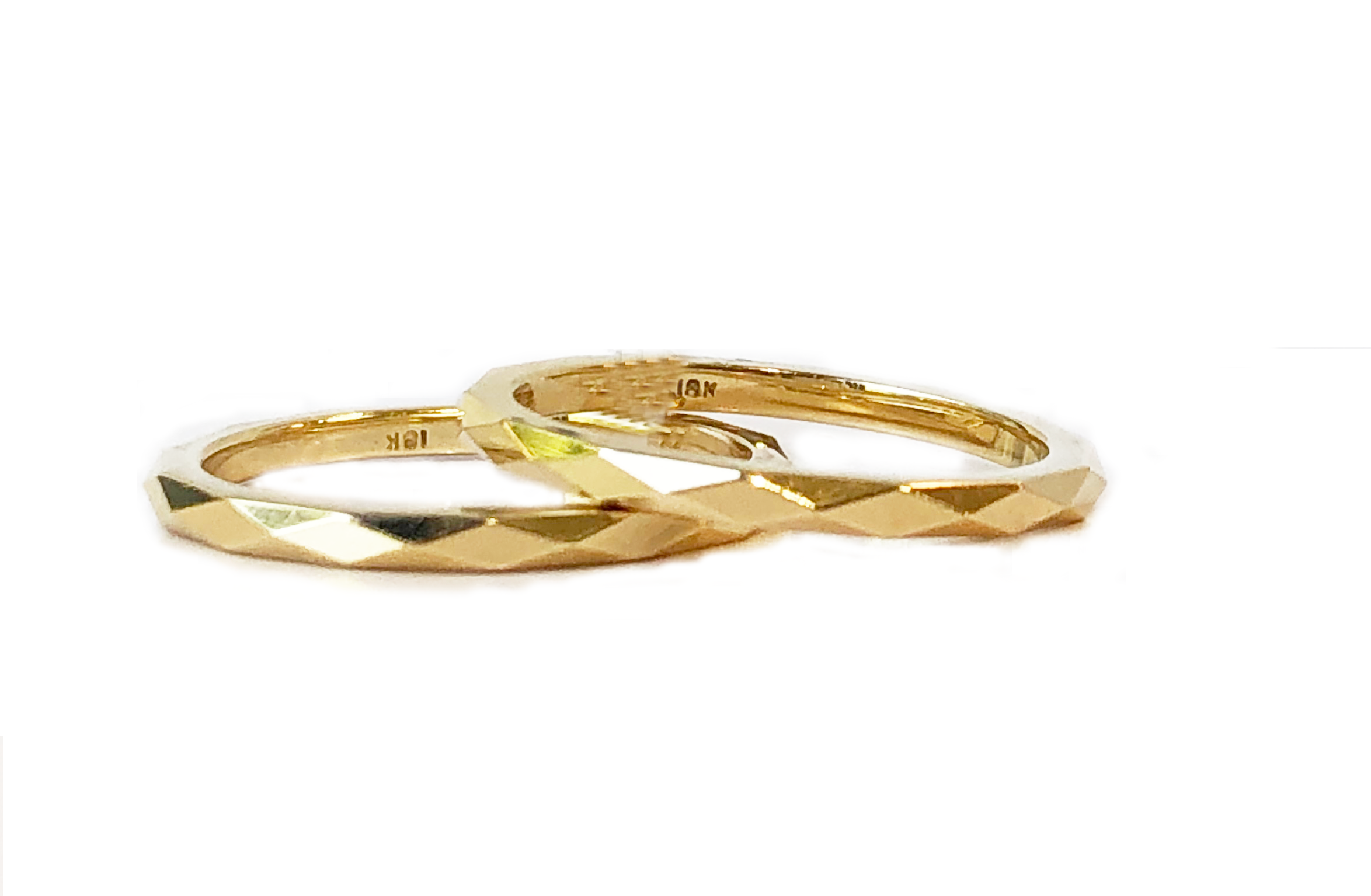 18k Yellow Gold Faceted Bands