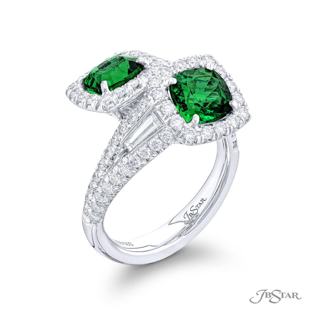 HM#6007 – Cushion Cut Emerald & Pear Shape Diamond Ring – SES Creations