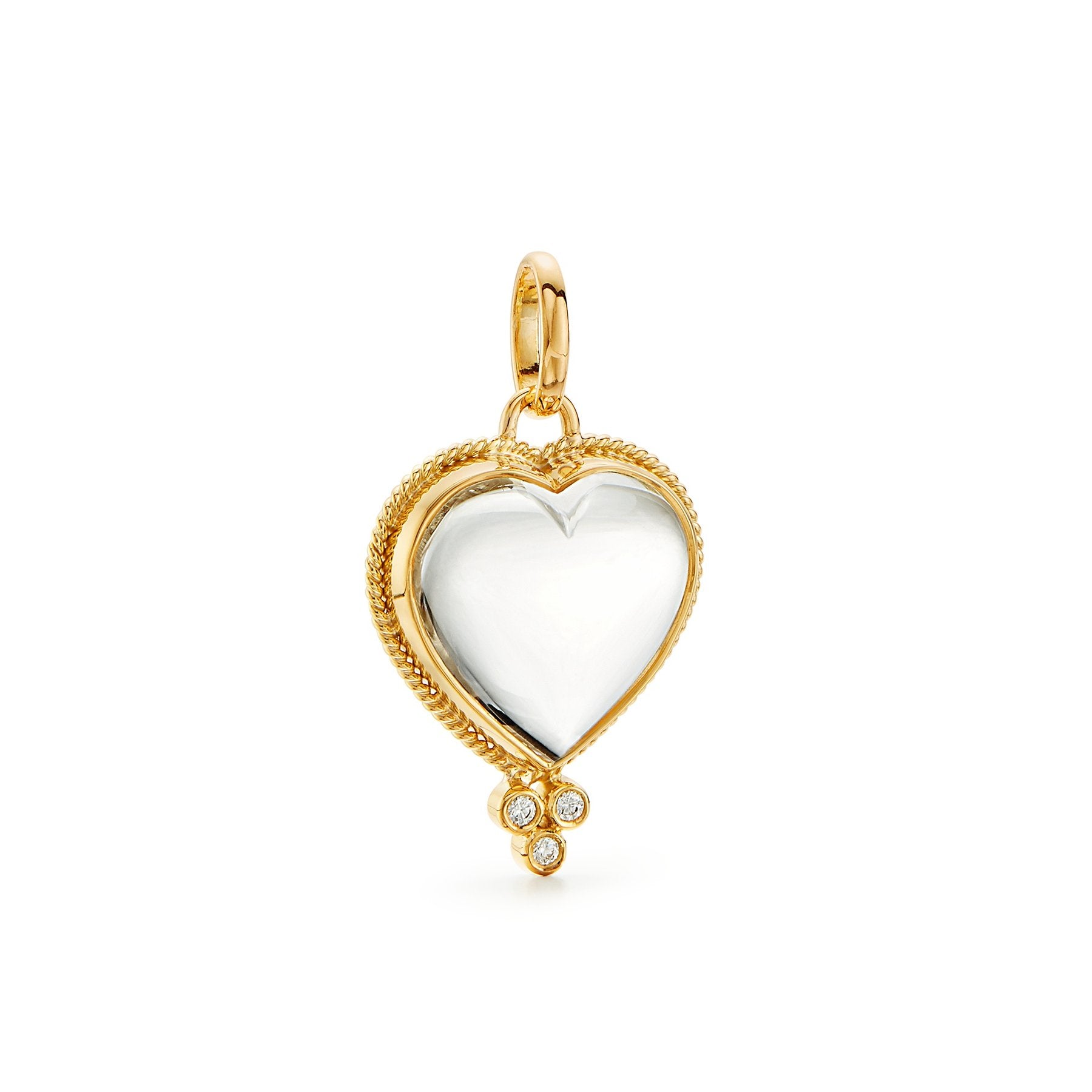 Temple St. Clair 18k Yellow Gold Rock Crystal Heart Pendant