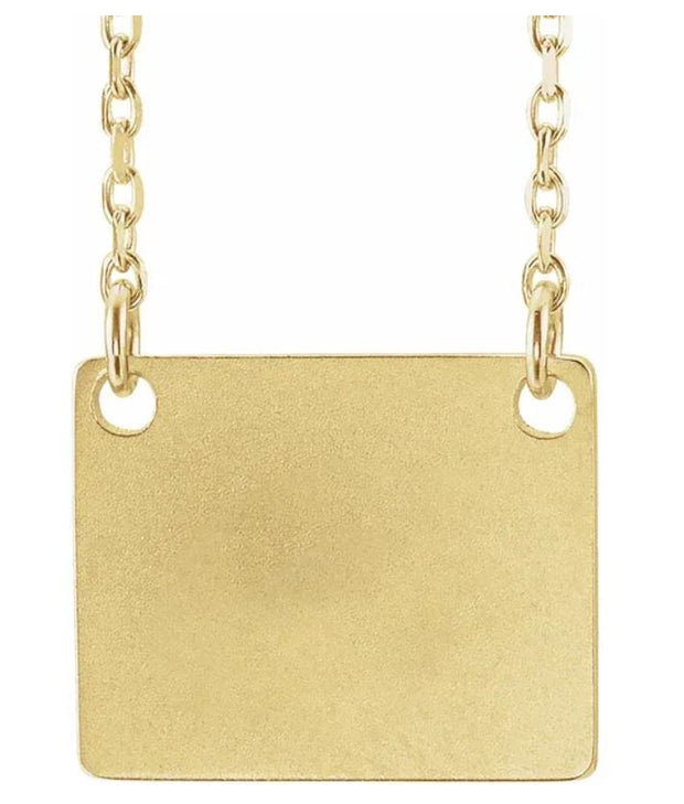 14k Yellow Gold Engravable Square Link Necklace