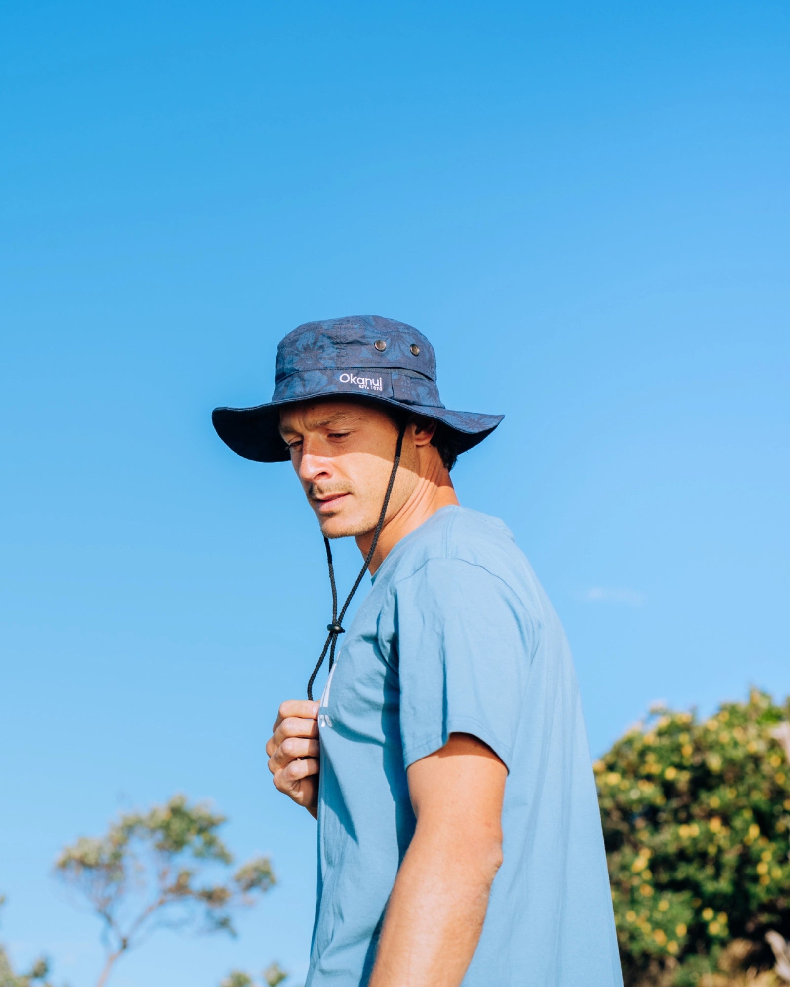 Adult - Bucket Hat - Classic Hibiscus Boonie Hat  - Hibiscus Navy