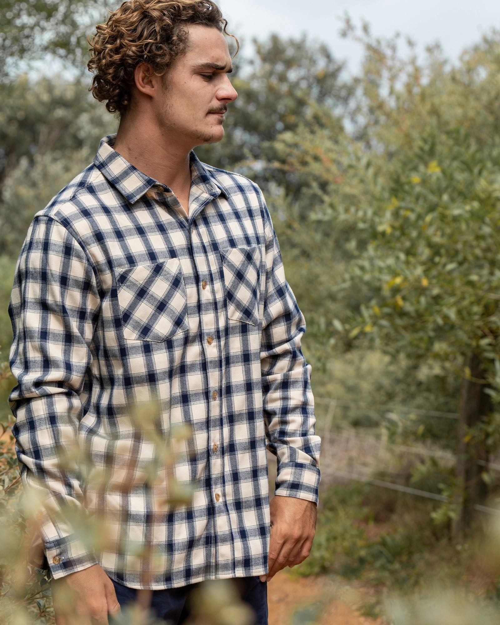 Mens - Long Sleeve Shirt - Flannel - Hiker - Stone Navy