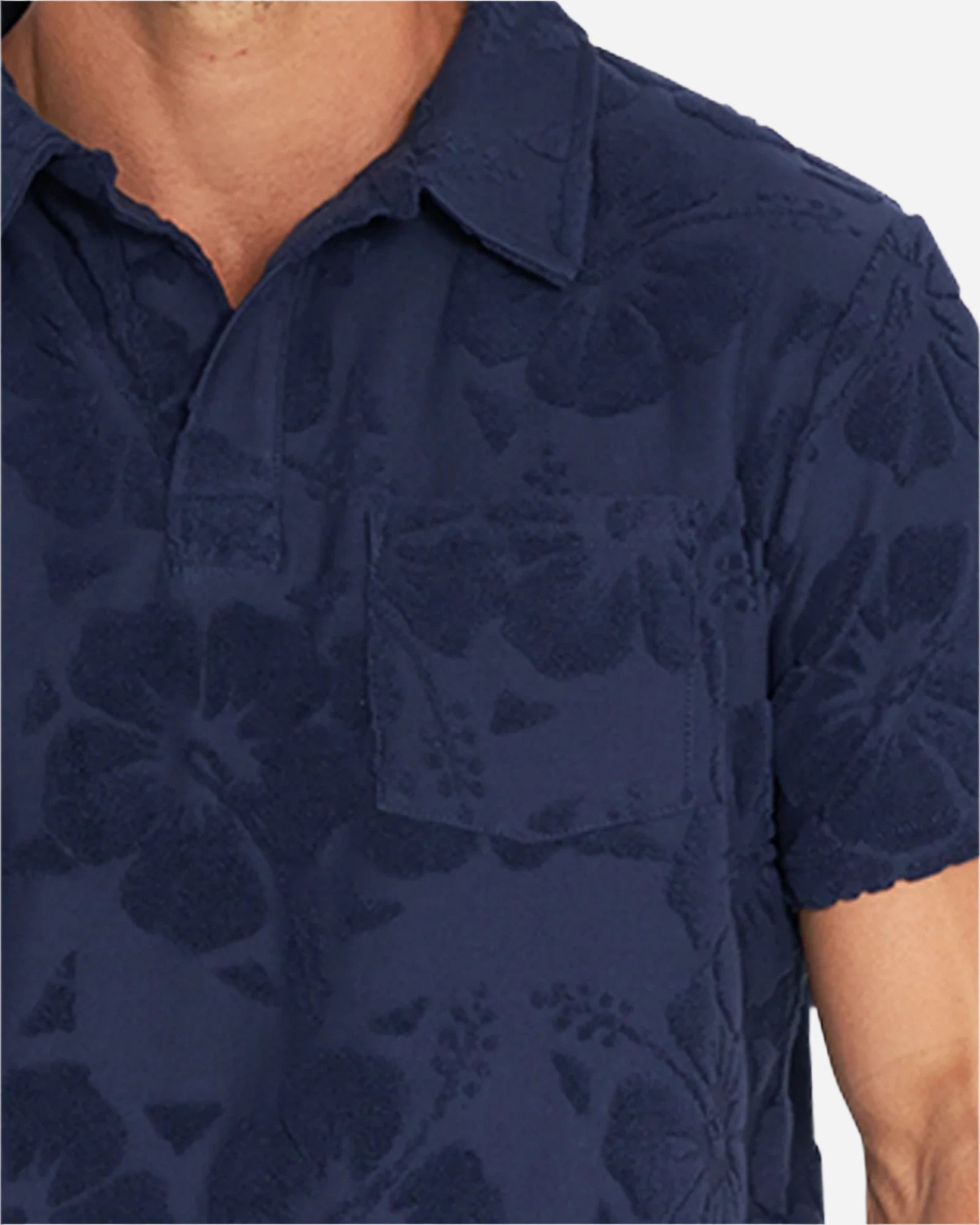 Mens - Polo Shirt - Weekend Terry Jacquard Polo - Hibiscus Navy