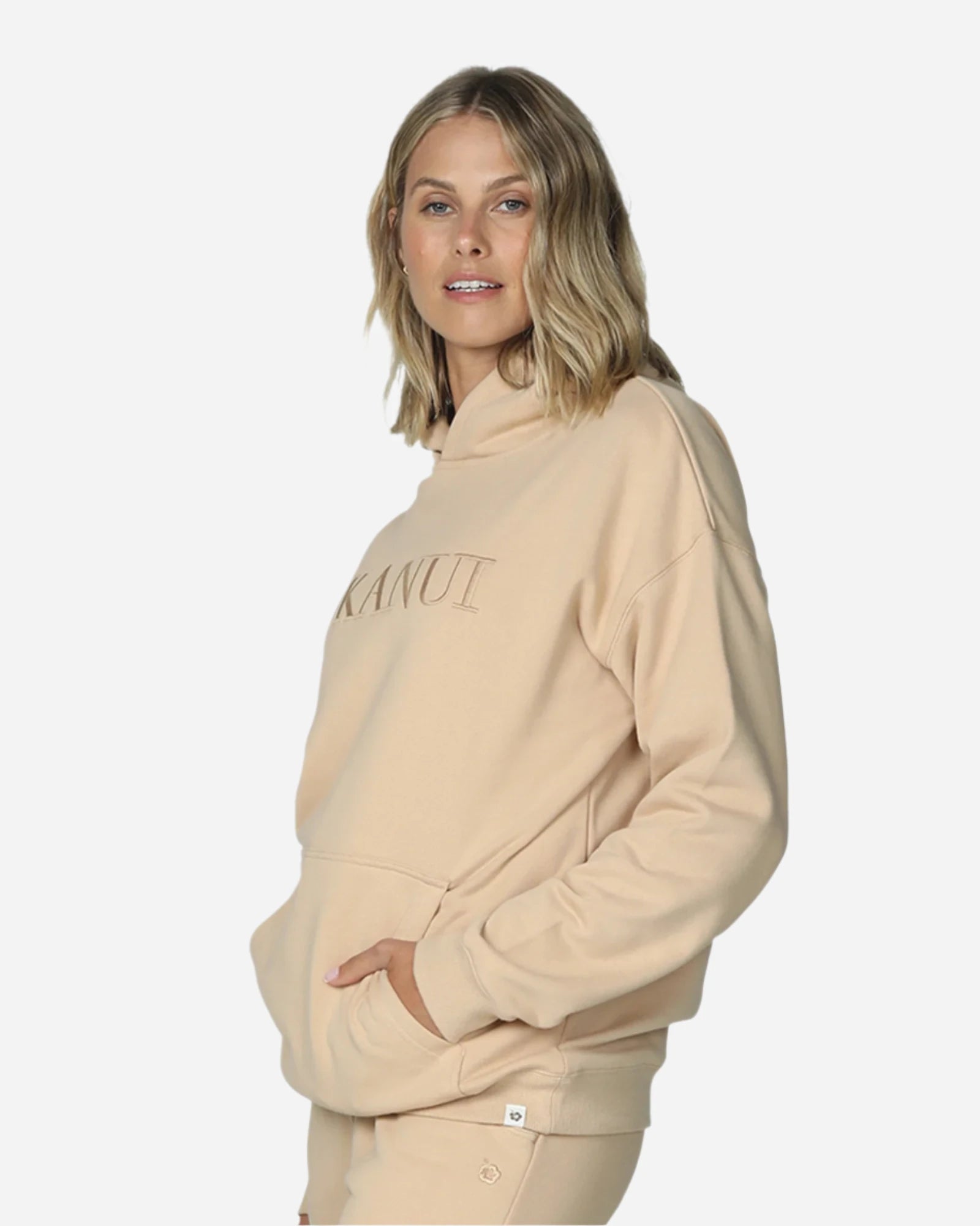 Womens - Fleece Hoodie - Logo Hoodie - Natural