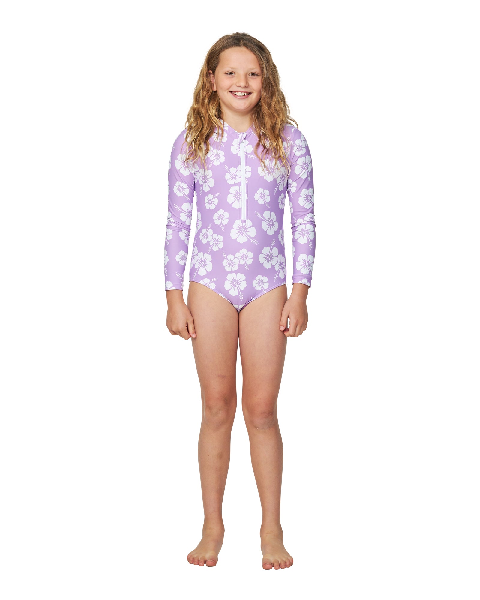 Girls Dahlia Sustainable Long Sleeve One Piece Swimsuit Made in Australia