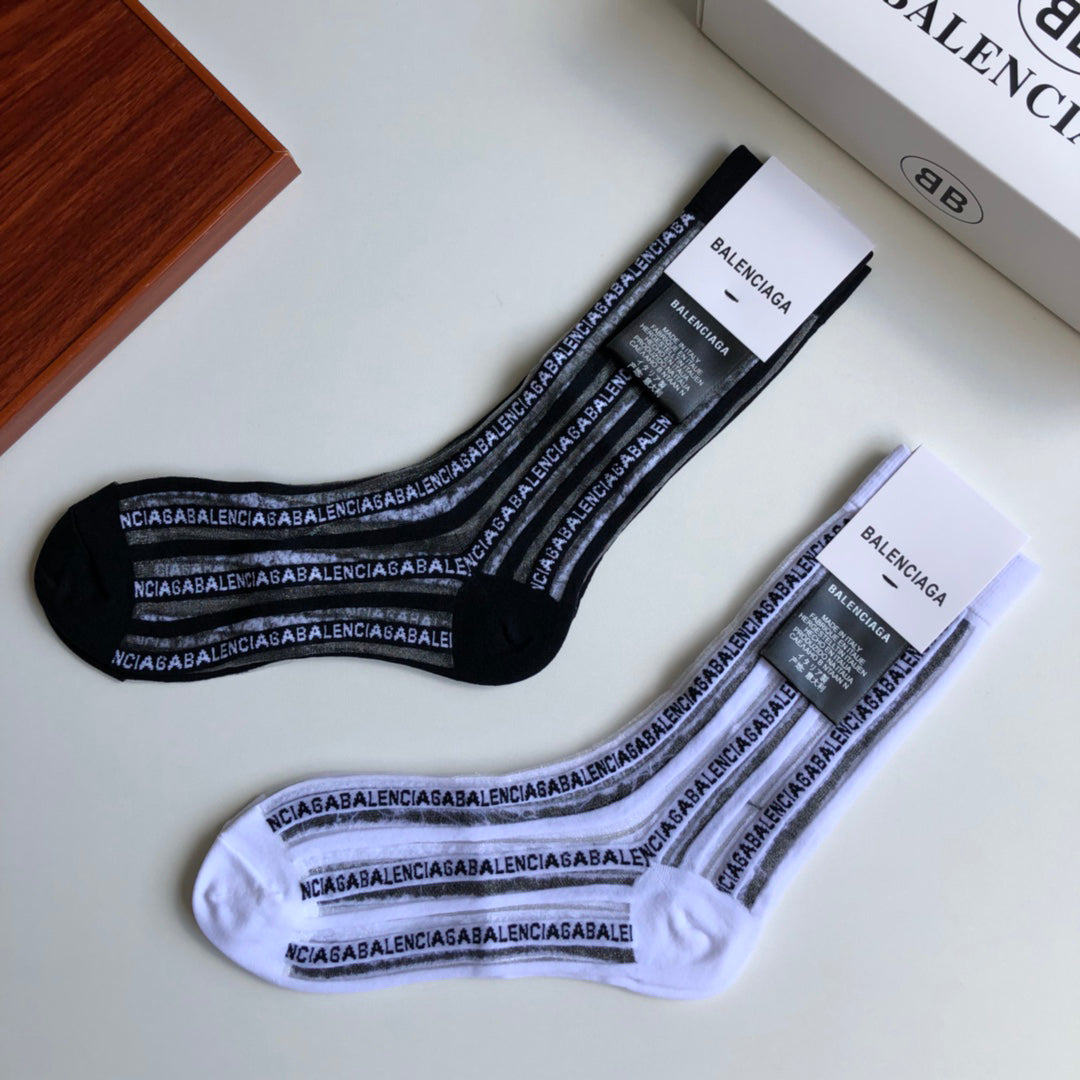 Balenciaga Fashion Classic Comfortable Breathable Pure Cotton Socks 2 Piece Set