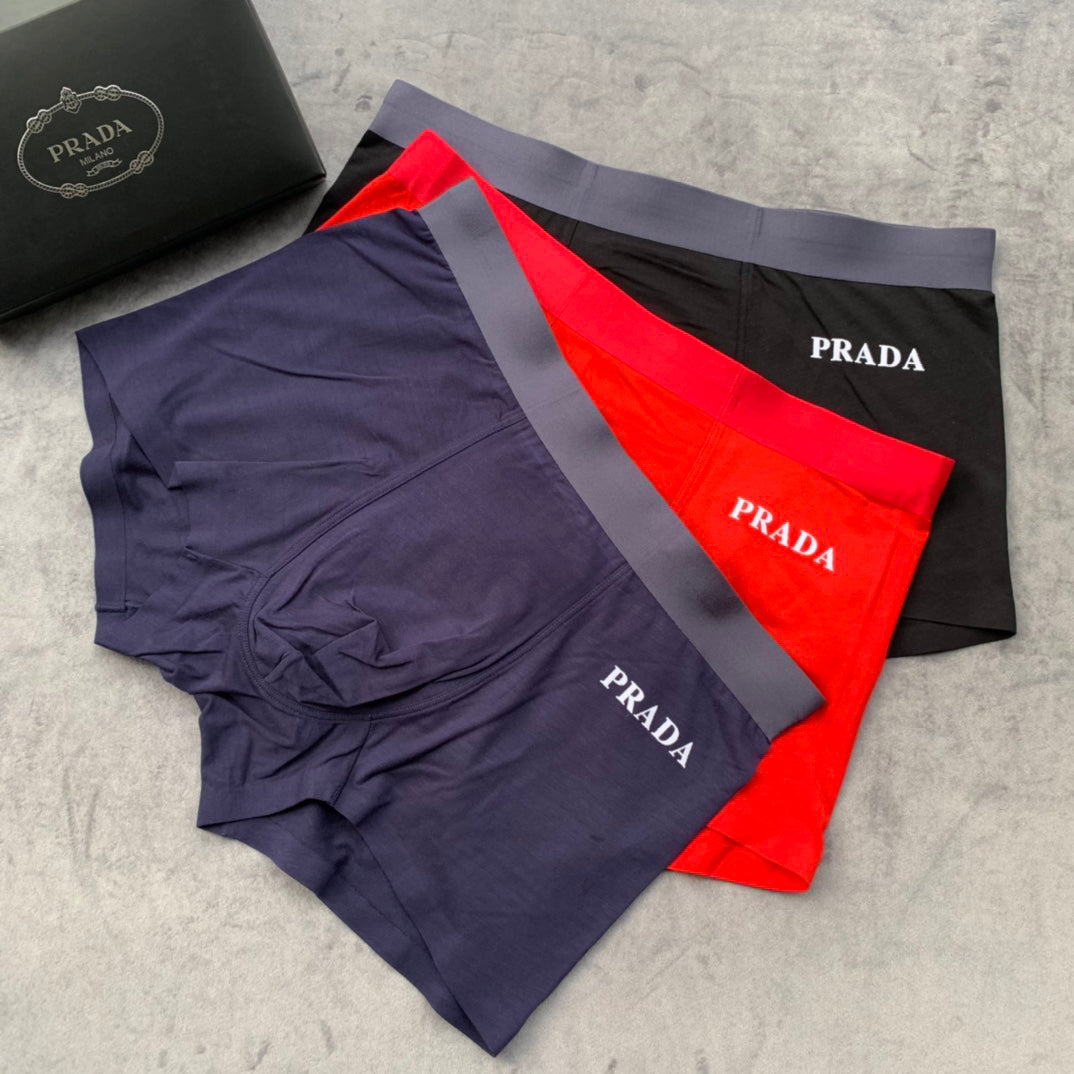 Prada Men Briefs Breathable Comfortable Underpants 3pcs Set