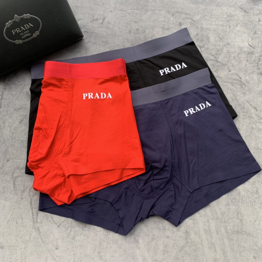 Prada Men Briefs Breathable Comfortable Underpants 3pcs Set