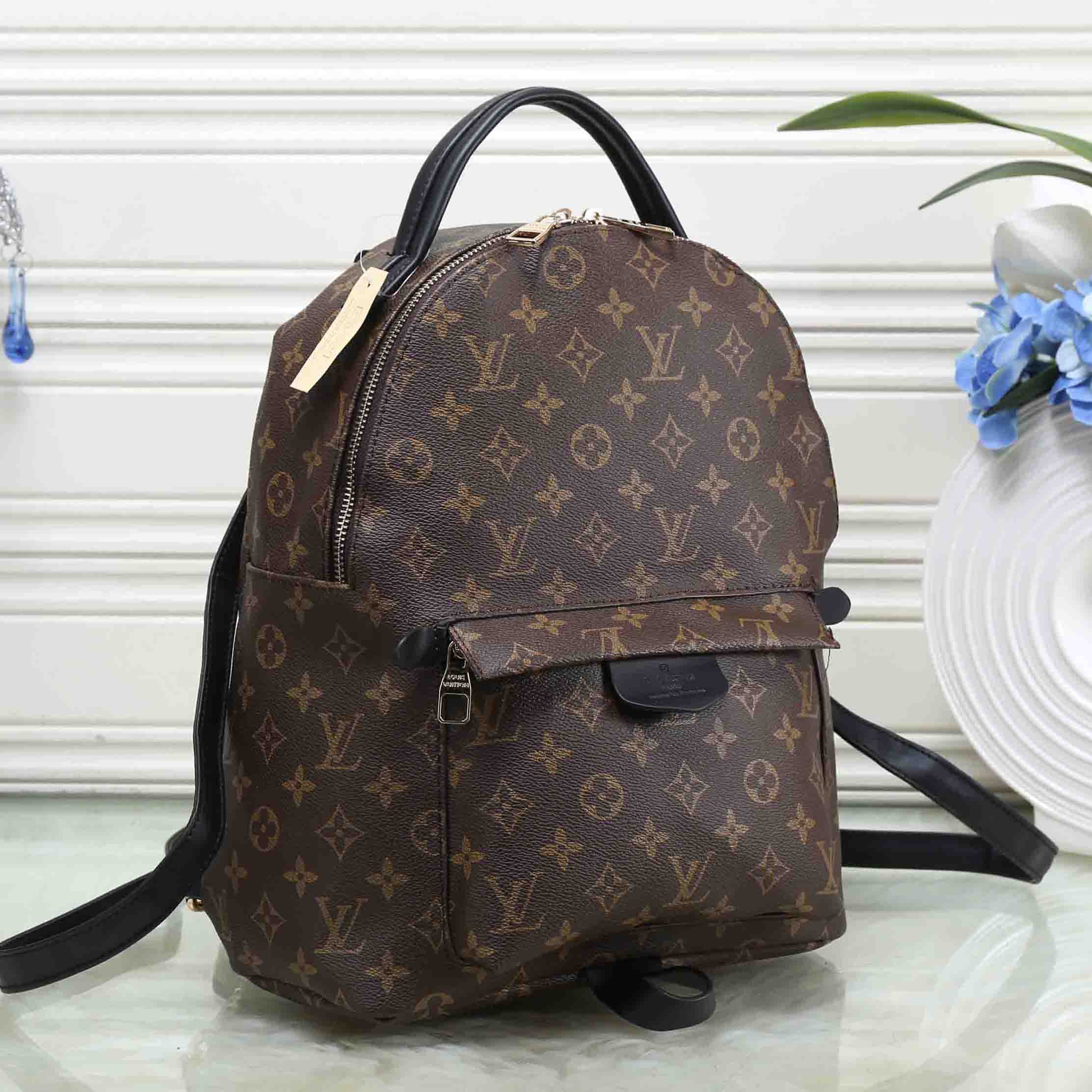 LV Louis Vuitton Women Fashion Leather Backpack Daypack Rucksack Bookbag