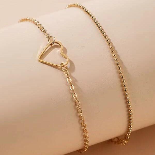 2pcs Heart Decor Bracelet