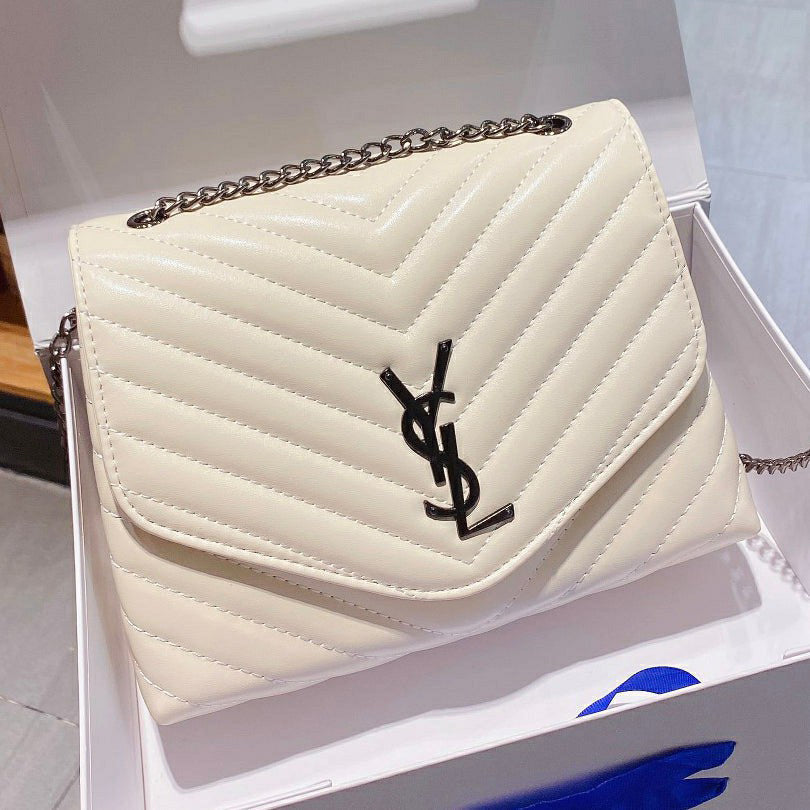 YSL Yves Saint Laurent Monogram Logo Flap Shoulder Bag Crossbody