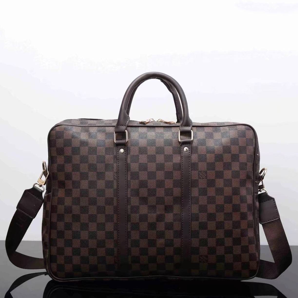 Louis Vuitton Men Fashion Leather File Bag Tote Briefcase Crossbody Shoulder Bag